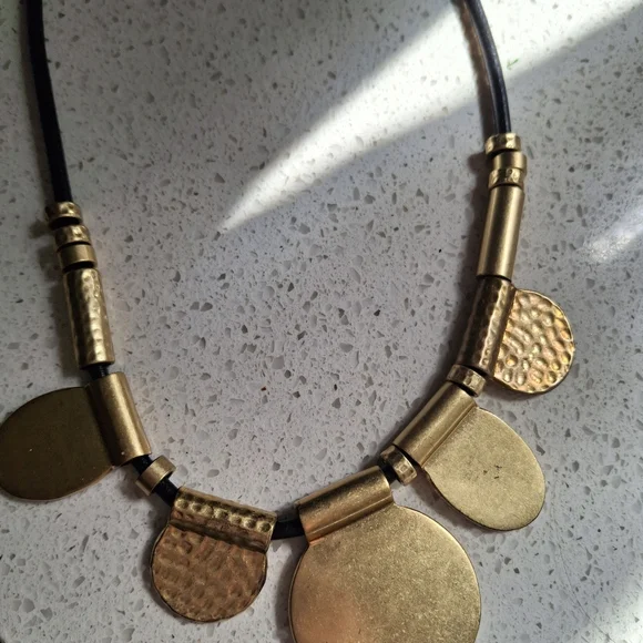 Madewell Gold Statement Necklace with Black Cord - Picture 4 of 7